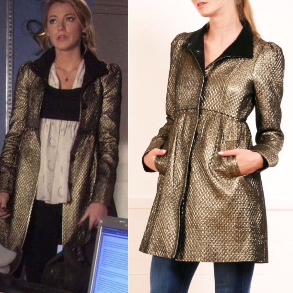 Alice and Olivia Gold coat gossip girl Serena